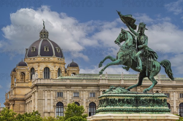 Monument to Archduke Karl, Heldenplatz, in the back the Natural History Museum, Vienna, Austria