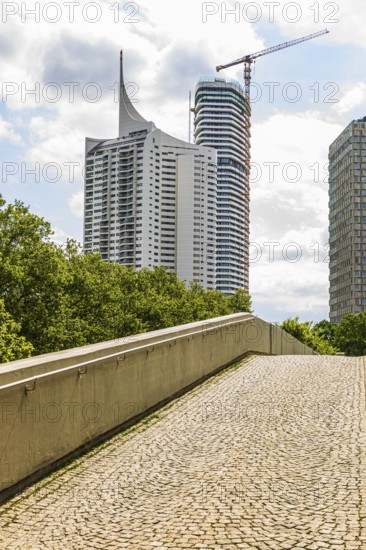 Modern high-rise buildings in Uno City, Vienna, Austria