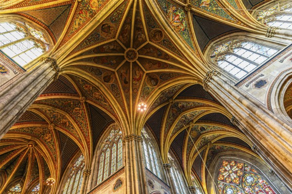 Vaulted ceilings in the neo-gothic votive church, Vienna, Austria