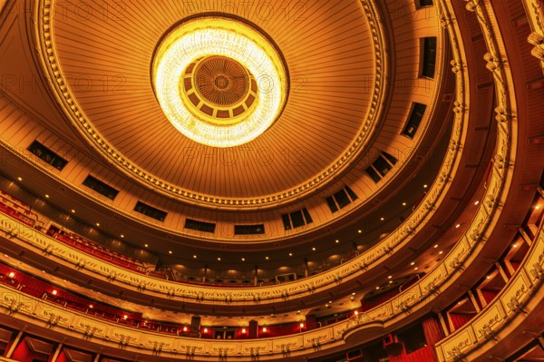 Large ceiling light in the large auditorium of the Vienna State Opera, Vienna, Austria
