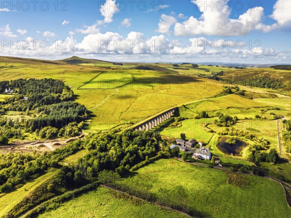 Shankend Viaduct from a drone, Hawick, Scottish Borders, Scotland, UK