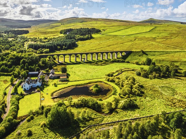 Shankend Viaduct from a drone, Hawick, Scottish Borders, Scotland, UK