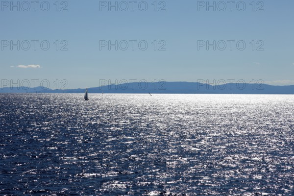 Sailing boat at sea, Aegean Sea, Cyclades, Greece