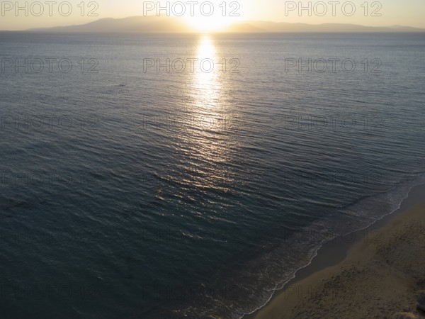 Maragas beach at sunset, Naxos, Cyclades, Aegean Sea, Greece