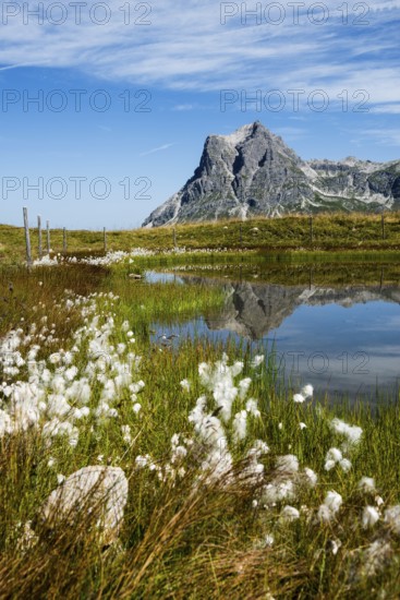 Mountain landscape and picturesque little lake, Saloberkopf, Widderstein, Warth, Bregenzerwald, Vorarlberg, Alps, Austria