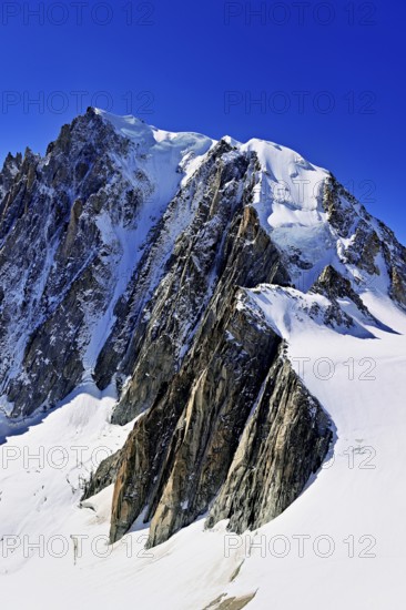 View of the Mont Blanc du Tacul mountain from the Télécabine Panorama Railway, Chamonix-Mont-Blanc, Haute-Savoie, France