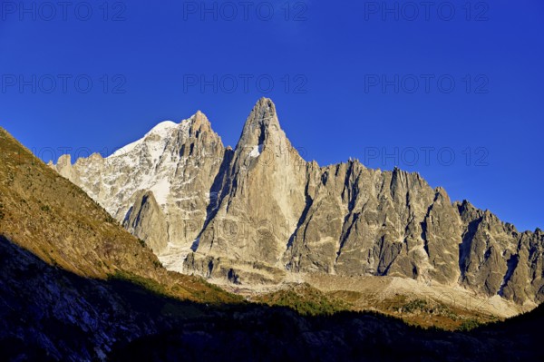Aiguille du Dru in the evening light, Chamonix-Mont-Blanc, Haute-Savoie, France
