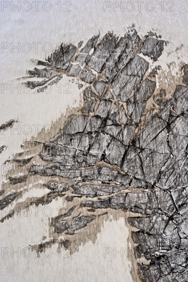 View from the Télécabine Panorama Railway of the glacial crevices of the Glacier du Géant, Chamonix-Mont-Blanc, Haute-Savoie, France