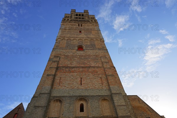 Historic St. Salvator Cathedral, Sint-Salvatorskathedraal, in the old town of Bruges, powerful tower, UNESCO World Heritage Site, Flanders, Belgium