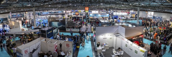 Panoramic overview of exhibition hall 12 from Messe boot, Düsseldorf, North Rhine-Westphalia, Germany