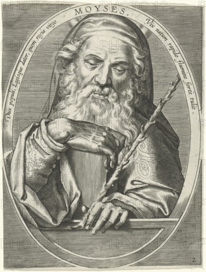 Moses, Moses, is the central figure in the stories of the Pentateuch. According to biblical tradition, the prophet Moses, as God's representative, led the people of the Israelites on a 40-year migration from Egyptian slavery to the Canaanite land, reproduction from a model from the 19th century. Authentic, file restored for optimal use, exact date of original unknown