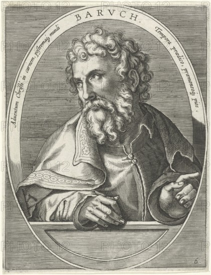 Baruch, son of Neriah, quartermaster of King Zedekiah, is mentioned several times in the Book of Jeremiah as the scribe of this prophet, reproduction from a 19th-century model. Authentic, file restored for optimal use, exact date of original unknown