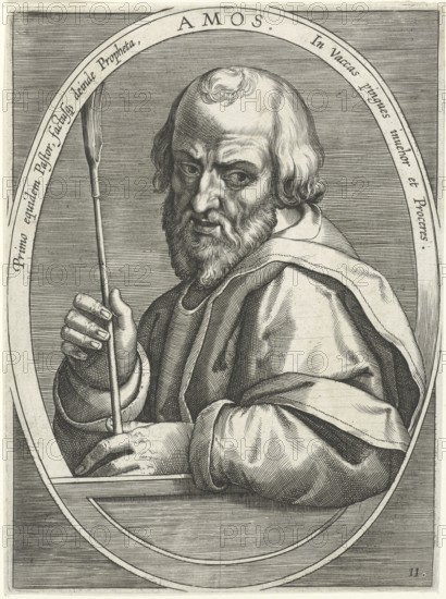 Prophet Amos, was a socio-critical prophet from the southern kingdom of Judah who worked in the northern kingdom of Israel in the 8th century BC, reproduction from a model from the 19th century. Authentic, file restored for optimal use, exact date of original unknown