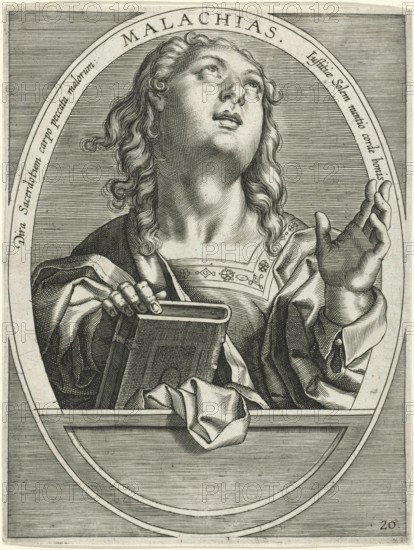 Malachi, refers to a biblical prophet and the book of the Jewish Tanakh or the Christian Old Testament attributed to him, reproduction from a 19th-century model. Authentic, file restored for optimal use, exact date of original unknown