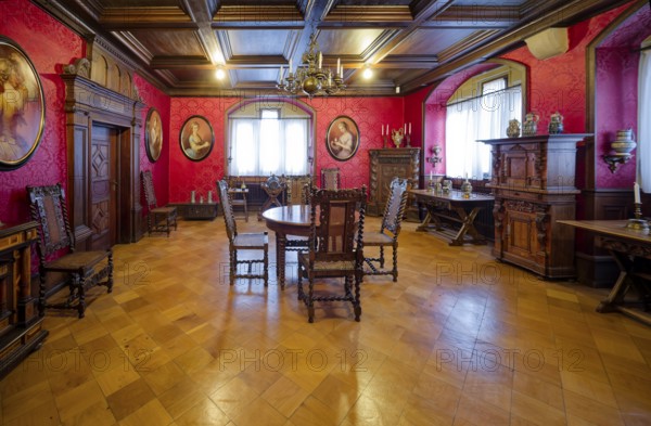Monarch's apartment, Bebenhausen Castle, former Cistercian Abbey, monastery complex, interior, OT Bebenhausen, Tübingen, Baden-Württemberg, Germany