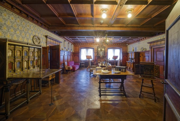 Royal Salon, Bebenhausen Castle, former Cistercian Abbey, monastery complex, interior, OT Bebenhausen, Tübingen, Baden-Württemberg, Germany