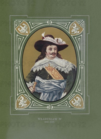 Wladyslaw IV Wasa, Wladyslaw IV Waza, (born June 9, 1595 in Krakow, died May 20, 1648 in Merecz) was, as elected king of Poland and Grand Prince of Lithuania from 1632 to 1648, the ruler of the state of Poland-Lithuania and titular king of Sweden, illustration, reproduction of a model from the 19th century. Authentic, file restored for optimal use, exact date of original unknown