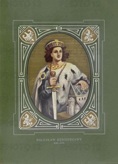 Boleslaw Kraushaar, Boleslaw IV Kedzierzawy, (born 1120 or 1121, died January 5, 1173) was Duke of Mazovia from 1138 and from 1146, as Boleslaw IV, Senior Duke of Poland and thus also Duke of Kujavia, Silesia, Greater Poland in Gniezno and Kalisch, Minor Poland in Krakow and Sandomir, illustration, reproduction from an original the 19th century. Authentic, file restored for optimal use, exact date of original unknown