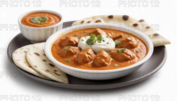 This image showcases a flavorful Indian butter chicken dish, perfect for culinary projects or food-related content, AI generated
