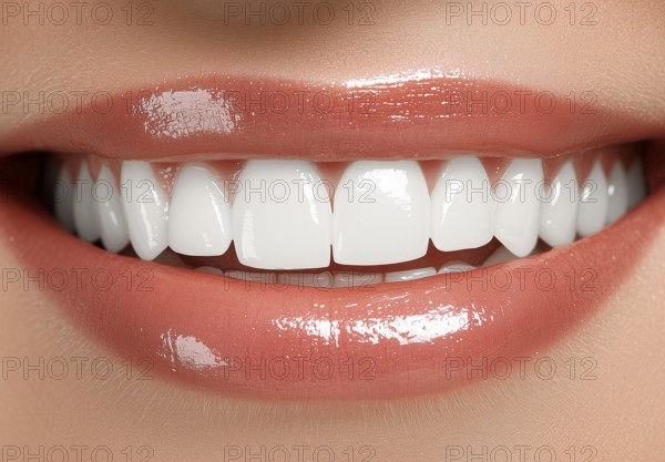 Perfect smile of a woman, healthy teeth, AI generated
