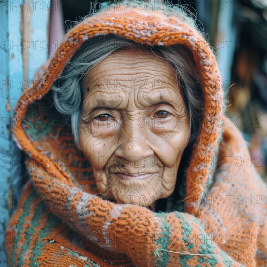 Portrait of an elderly woman from Latin America, AI generated