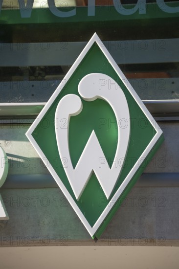 SV Werder Bremen logo at the Weserstadtion soccer stadium, Bremen