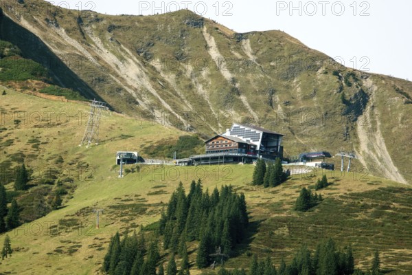 Fellhornbahn, Schlappoldsee station, behind Schlappoldkopf and Söllerkopf, Oberstdorf, Oberallgäu, Allgäu, Bavaria Germany