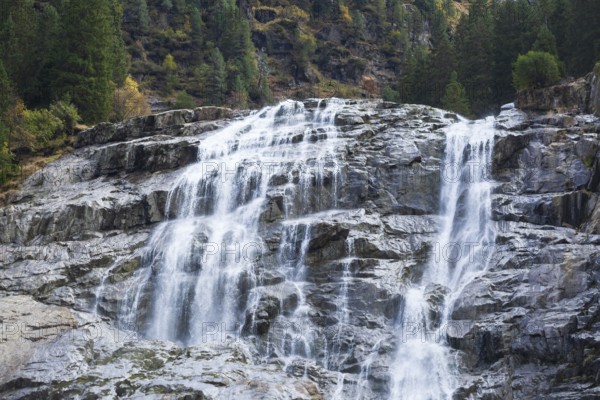 Grawa Waterfall on Wild Water Trail, Wild Water Trail near Grawa Alm, Stubai Valley, Tyrol, Austria