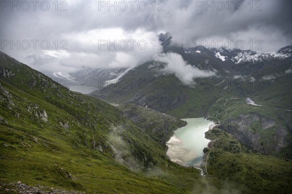 Cloudy mountain landscape, Margaritzen Reservoir, Grossglockner High Alpine Road, Hohe Tauern National Park, Carinthia, Austria