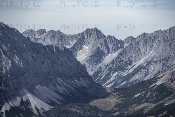 Impressive peaks and valleys under a wide sky, eastern Karwendel, Tyrol, Austria