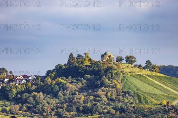 Grave chapel on the Württenberg in Stuttgart-Rotenberg with vineyards. The mausoleum, designed by court builder Giovanni Salucci, is a landmark of Stuttgart. Stuttgart, Baden-Württemberg, Germany