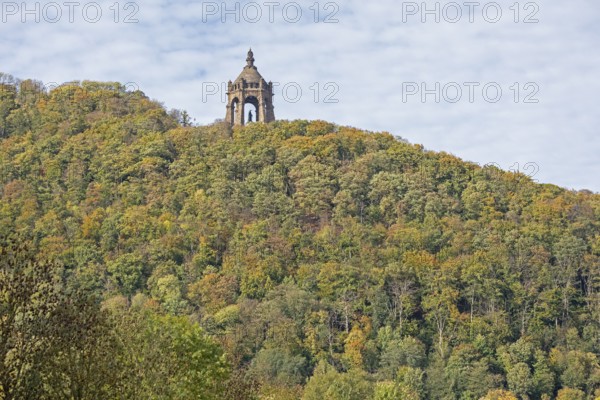 Mountain, forest, Kaiser-Wilhelm-Denkmal, Porta Westfalica, North Rhine-Westphalia, Germany