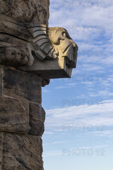 Detail, Gargoyle, Kaiser-Wilhelm-Denkmal, Porta Westfalica, North Rhine-Westphalia, Germany