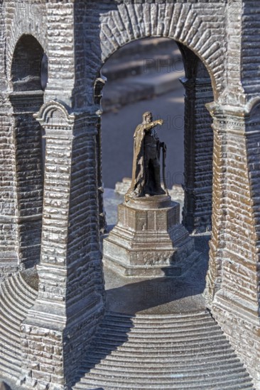 Model, Kaiser Wilhelm Memorial, Porta Westfalica, North Rhine-Westphalia, Germany