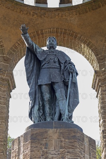 Statue, Kaiser Wilhelm Memorial, Porta Westfalica, North Rhine-Westphalia, Germany