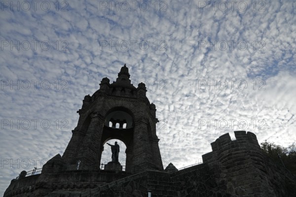 Clouds, silhouette, Kaiser Wilhelm Memorial, Porta Westfalica, North Rhine-Westphalia, Germany