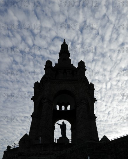 Clouds, silhouette, Kaiser Wilhelm Memorial, Porta Westfalica, North Rhine-Westphalia, Germany