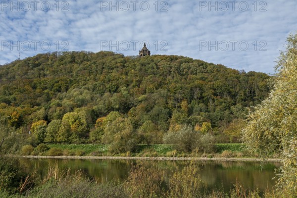 Mountain, forest, Weser, Kaiser-Wilhelm-Denkmal, Porta Westfalica, North Rhine-Westphalia, Germany