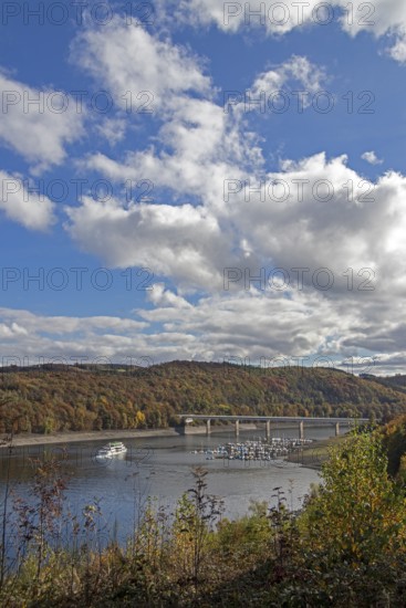Marina, excursion ship, Talbrücke, Sondern, Olpe, Biggesee, Sauerland, North Rhine-Westphalia, Germany