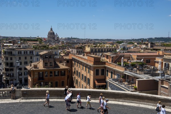 Sant'Agnese church in Agone roofs, observation deck at the Spanish Steps, Rome, Italy