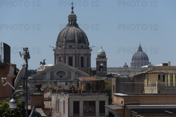 Sant'Agnese church in Agone in the foreground, St. Peter's Basilica in the background, Rome, Italy