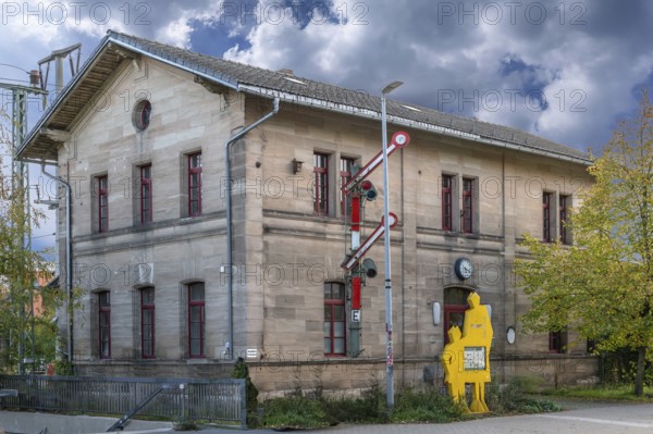 The Lauf Links der Pegnitz station was opened in 1859, Eckertstr. 2, Lauf an der Pegnitz, Middle Franconia, Bavaria, Germany