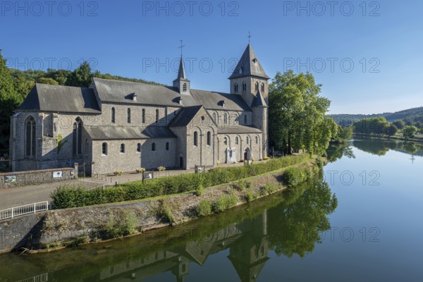 11th century Romanesque Abbey Church of St Peter, Église abbatiale Saint-Pierre d'Hastière, Hastière-par-delà, province of Namur, Wallonia, Belgium