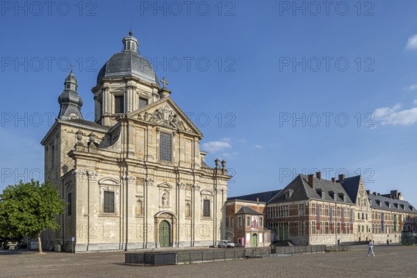 St. Peter's Square showing Our Lady of Saint Peter's Church and abbey in the city Ghent, Gent in summer, East Flanders, Belgium
