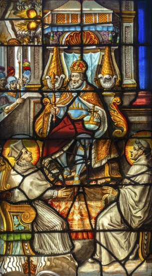17th century stained glass window by Jean de Caumont at the Park Abbey, Abdij van Park, Premonstratensian abbey at Heverlee, Flemish Brabant, Belgium
