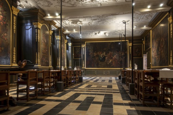 Refectory, fratery in the 12th century Park Abbey, Abdij van Park, Premonstratensian abbey at Heverlee near Leuven in Flemish Brabant, Belgium