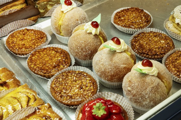 Sweets, tarts, pastry shop, market, Arles, France