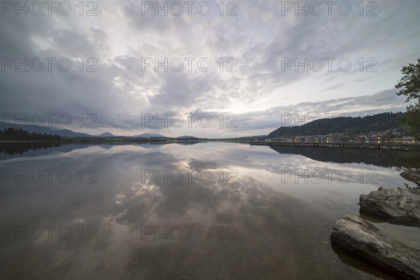 After sunset, Hopfensee, Hopfen am See, near Füssen, Ostallgäu, Allgäu, Bavaria, Germany