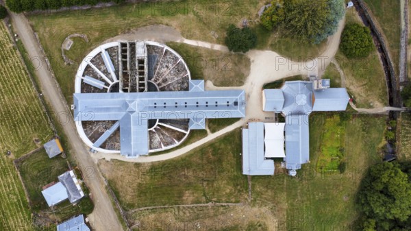 Ruins of an old prison and it´s surrounding buildings in Australia, photograped with a drone