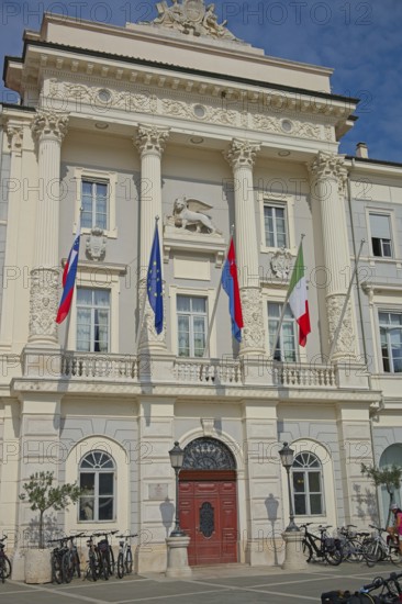 Town Hall on Tartini Square in the old town of Piran, Adriatic, Mediterranean, Piran, Istria, Slovenia